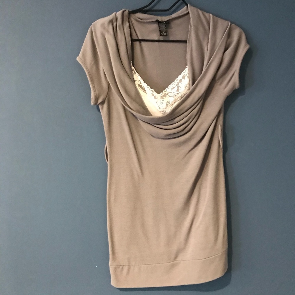 Gray shirt with White Undershirt